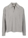 Ami Alexandre Mattiussi Cable-knit Polo Shirt Knitwear Grey