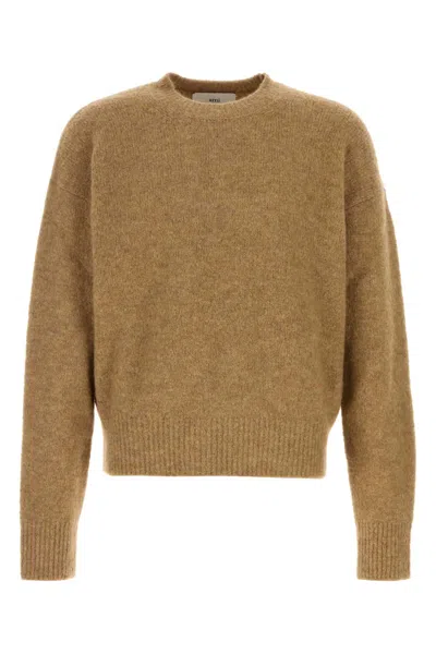 AMI ALEXANDRE MATTIUSSI CAMEL ALPACA BLEND SWEATER