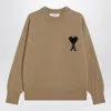 Ami Alexandre Mattiussi Ami Paris Camel Ami De Coeur Sweater In Wool Men In Nude
