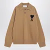 Ami Alexandre Mattiussi Ami Paris Camel Ami De Coeur Turtleneck Sweater In Brown