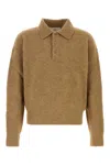 Ami Alexandre Mattiussi Ami Paris Grey Wool And Alpaca Polo Sweater In Brown