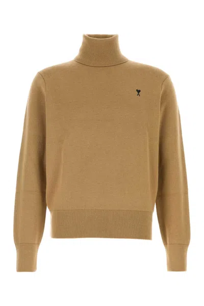 AMI ALEXANDRE MATTIUSSI CAMEL WOOL SWEATER