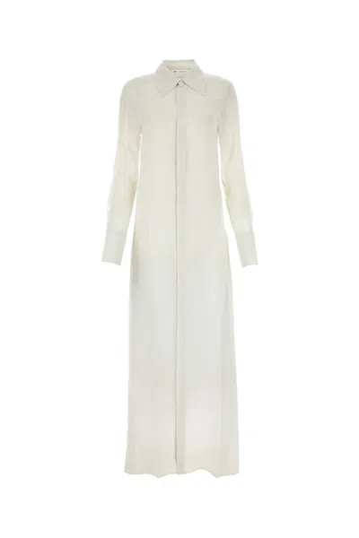 AMI ALEXANDRE MATTIUSSI AMI CHALK CREPE SHIRT DRESS
