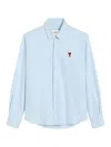 Ami Alexandre Mattiussi Adc Button-down Collar Logo-embroidered Striped Cotton Oxford Shirt In Light Beige