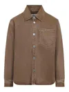 Ami Alexandre Mattiussi Brown Cotton Shirt With Classic Collar And Embroidered Pocket In Nude