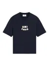 Ami Alexandre Mattiussi Boxy Navy T-shirt With Playful Logo Detailing In Blue