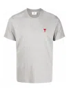 Ami Alexandre Mattiussi Logo-embroidered Organic Cotton T-shirt In Grey