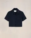 Ami Alexandre Mattiussi Camp Collar Jacket Blue In Navy Blue