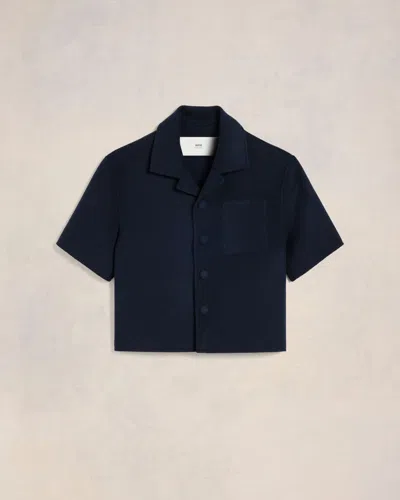 Ami Alexandre Mattiussi Camp Collar Jacket Blue In Navy Blue