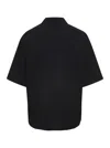 AMI ALEXANDRE MATTIUSSI BLACK SHIRT WITH SHORT SLEEVES IN COTTON MAN
