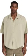 Ami Alexandre Mattiussi Ami Paris Ami De Coeur Logo Embroidered Short-sleeved Shirt In Sage