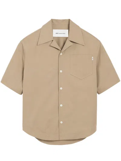 Ami Alexandre Mattiussi Camp Collar Wide Ss Shirt In Brown