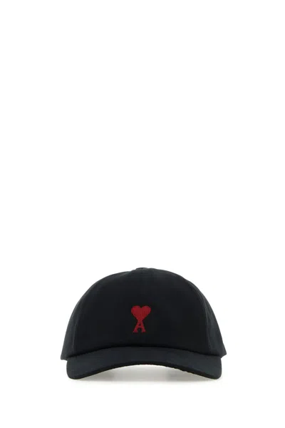 AMI ALEXANDRE MATTIUSSI AMI BLACK COTTON BASEBALL CAP