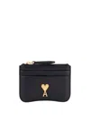 Ami Alexandre Mattiussi Card Holder In Black/vibrated Brass