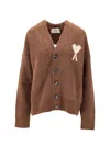 Ami Alexandre Mattiussi Cardigan Ami Paris De Coeur In Brown