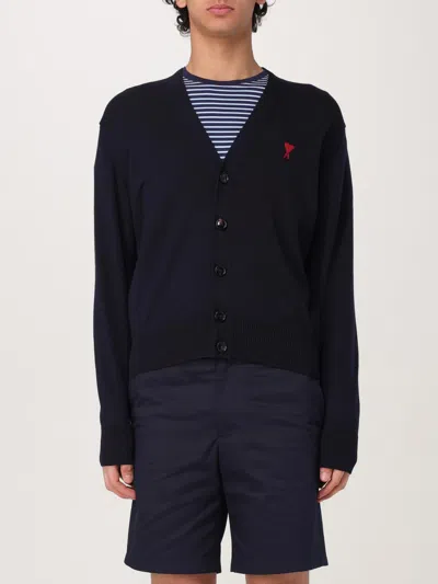 Ami Alexandre Mattiussi Ami Classic V-neck Cardigan With Button-down Front In Black