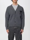 Ami Alexandre Mattiussi Ami Paris Ami De Coeur Heather Grey Wool Cardigan Men In Gray