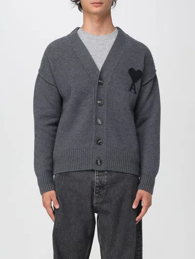 AMI ALEXANDRE MATTIUSSI CARDIGAN AMI PARIS MEN COLOR GREY,H18764020