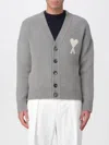 Ami Alexandre Mattiussi Ami Paris Ami Paris De Coeur Wool Cardigan In Gray