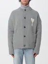Ami Alexandre Mattiussi Ami Paris Grey Wool Cardigan Ami De Coeur Men In Gray