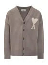 Ami Alexandre Mattiussi Ami Paris Cardigan In Ash/offwhite