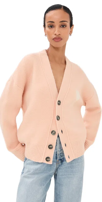 Ami Alexandre Mattiussi Cardigan Poudre/ecru In Pink