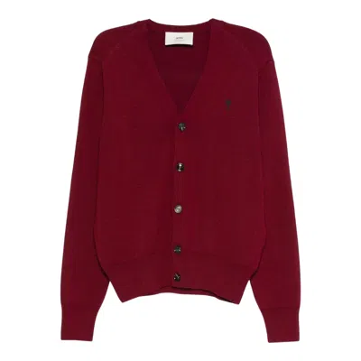 Ami Alexandre Mattiussi Cardigan With Adc In Red