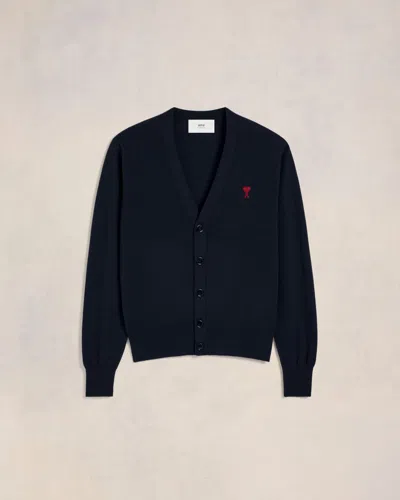 AMI ALEXANDRE MATTIUSSI CARDIGAN WITH EMBROIDERY AMI DE COEUR BLUE