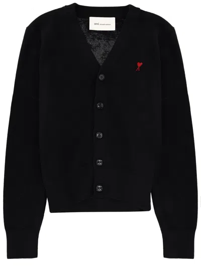 Ami Alexandre Mattiussi Cardigan With Logo In Black