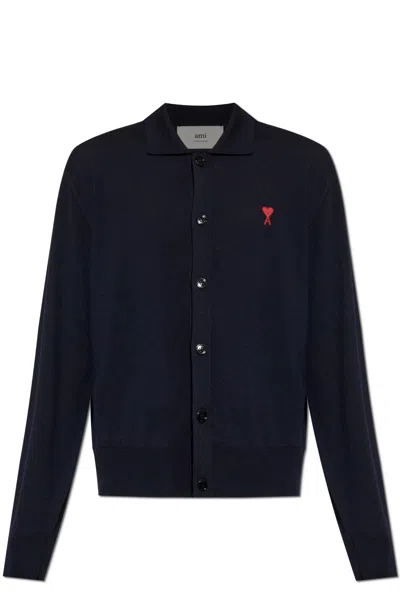 Ami Alexandre Mattiussi Cardigan With Logo In Blue