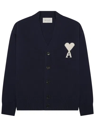 Ami Alexandre Mattiussi Cardigan With Logo In Blue