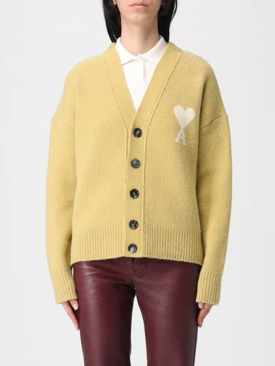 Ami Alexandre Mattiussi Cardigan Woman Ami Paris In Yellow