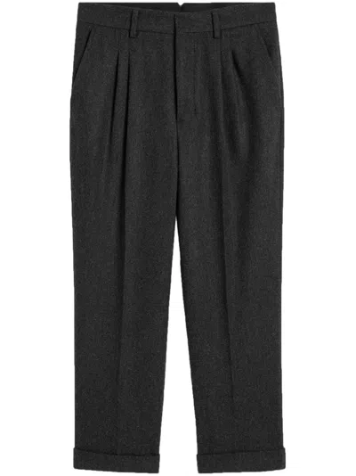 Ami Alexandre Mattiussi Carrot Wool Cropped Trousers In Grey