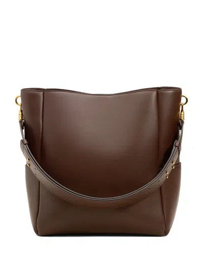 Ami Alexandre Mattiussi Carrousel Leather Bucket Bag In Brown