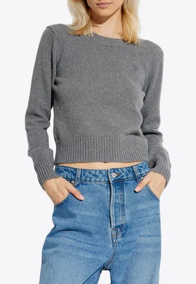 Ami Alexandre Mattiussi Cashmere-blend Cropped Sweater In Gray