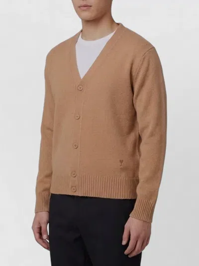 Ami Alexandre Mattiussi Cashmere V-neck Ribbed Regular-fit Cardigan In Multi