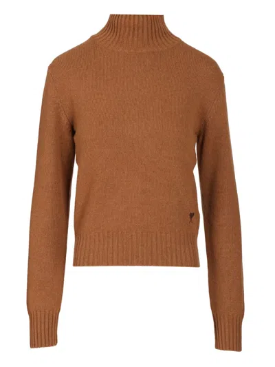 Ami Alexandre Mattiussi Cashmere Wool Jumper Knitwear Brown