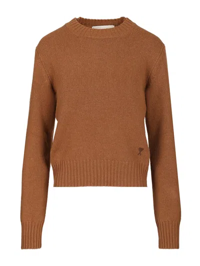 Ami Alexandre Mattiussi Cashmere Wool Sweater Knitwear Brown