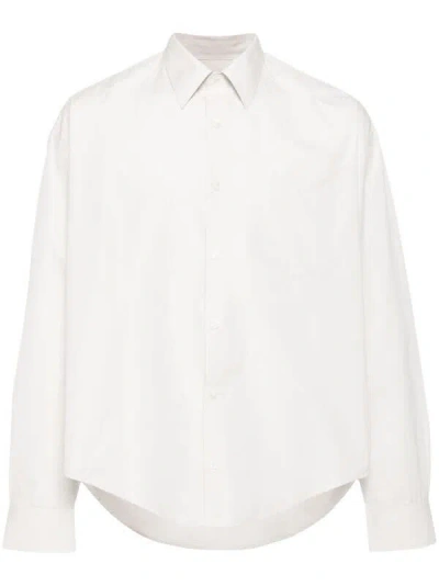 Ami Alexandre Mattiussi Ami De Coeur-embroidered Poplin Shirt In 193 Chalk