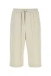 Ami Alexandre Mattiussi Ami Chalk Cotton Bermuda Shorts In White