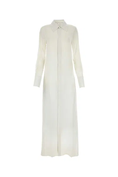 AMI ALEXANDRE MATTIUSSI CHALK CREPE SHIRT DRESS