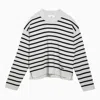 Ami Alexandre Mattiussi Cropped Sweater With Classic Stripe Pattern In White