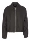 Ami Alexandre Mattiussi Cropped Black Bomber Jacket With Classic Collar And Logo Detail In Brown