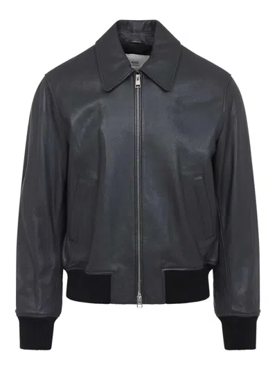 Ami Alexandre Mattiussi Zipped Jacket In Gray