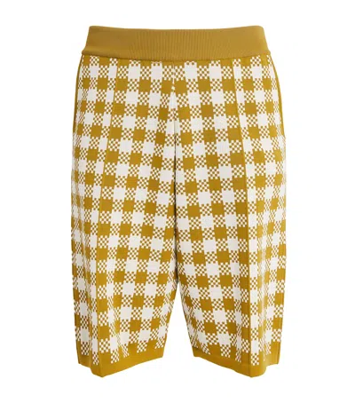 Ami Alexandre Mattiussi Check Longline Shorts In White Cream/havana