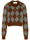 Ami Alexandre Mattiussi Argyle Alpaca And Mohair-blend Sweater In Brown