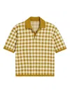Ami Alexandre Mattiussi Check-pattern Short-sleeve Polo Shirt In Orange