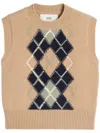 Ami Alexandre Mattiussi Beige Vest With Argyle Motif In Wool And Cashmere Woman In Neutrals
