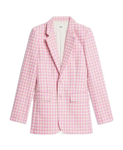 Ami Alexandre Mattiussi Check-print Single-breasted Blazer In Pink
