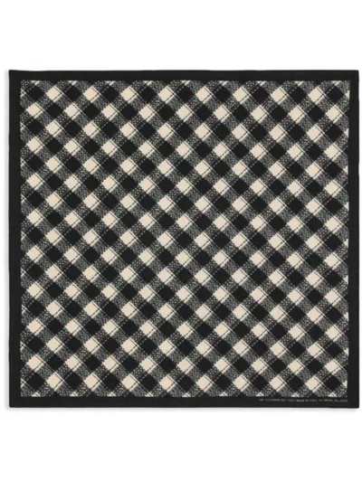 Ami Alexandre Mattiussi Check Wool-silk Blend Scarf In Black